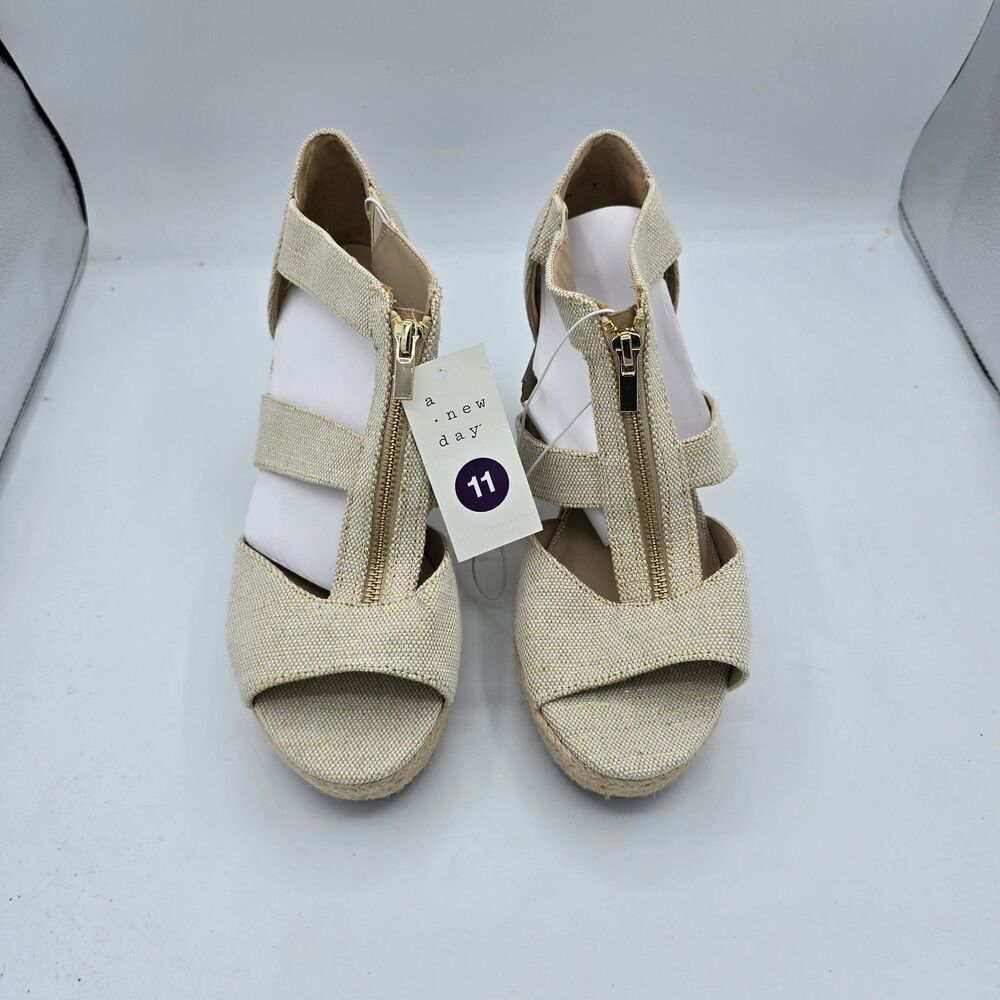 Women's Carla A New Day Espadrille Zip Sandals Cream Size 11 New With Tags Pumps